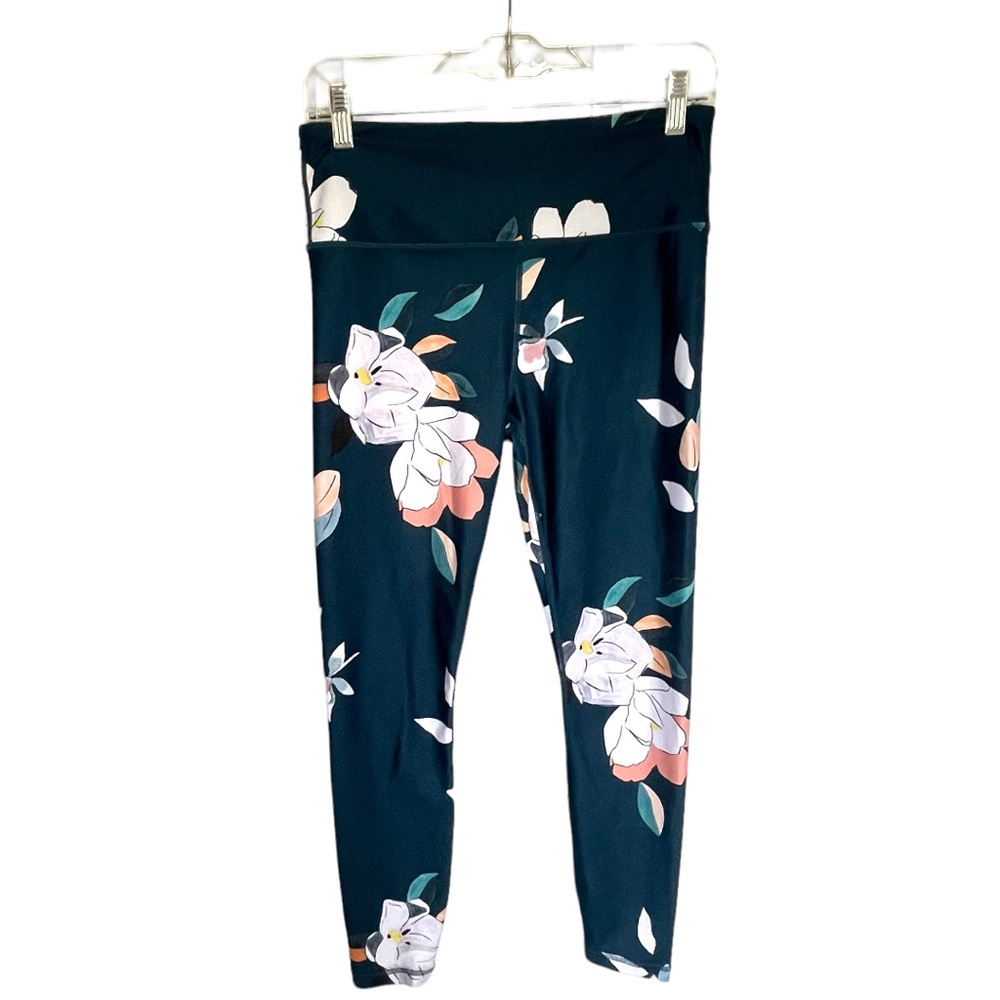 Teal floral athleta leggings medium
